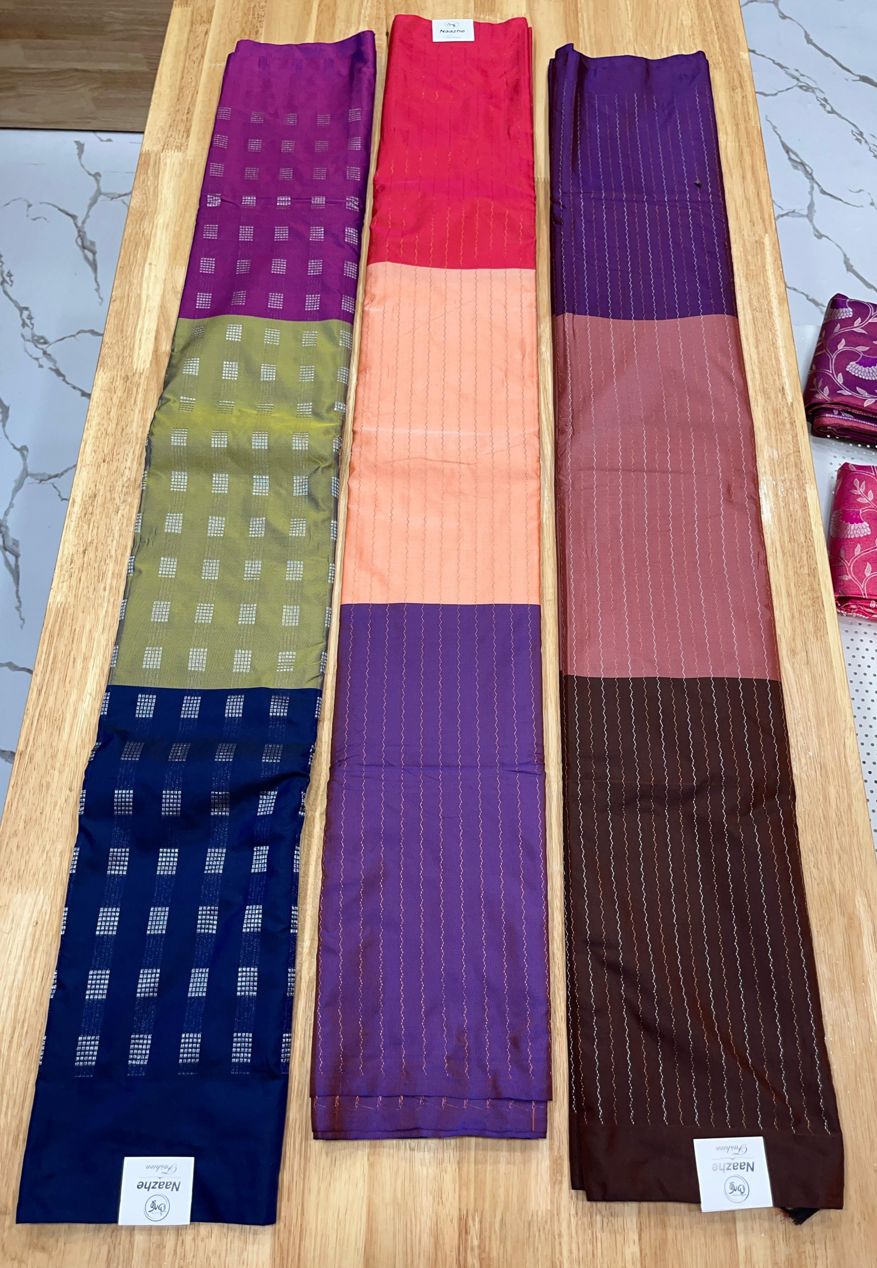Tri colour silk sarees